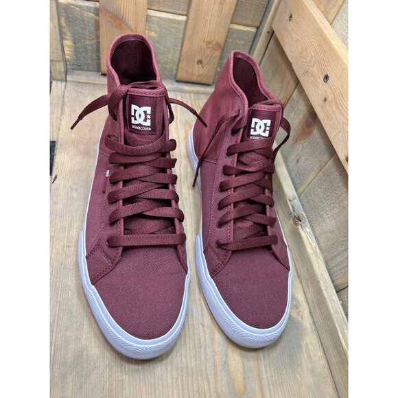 US12 DC Manual HI TX SE ADYS300644-BKW Mens Dark Red Skate Inspired Sneakers - Picture 3 of 8